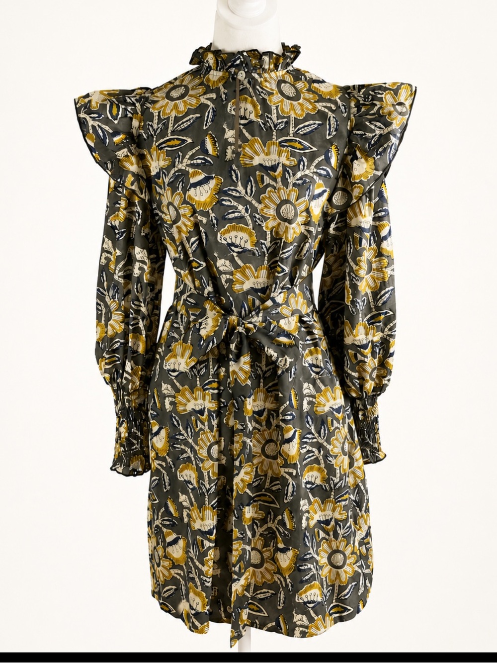 NWT Sole Floral Cotton Dress Size S Indian-Inspired Botanical Print $200 Retail